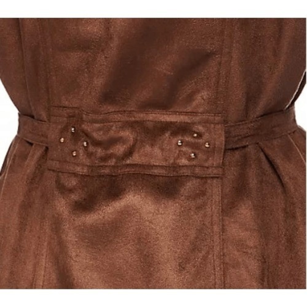 Denim & Co Womens 3X Faux Suede‎ Vest Stud Detail Removable Belt Brown A235206 - Picture 5 of 6